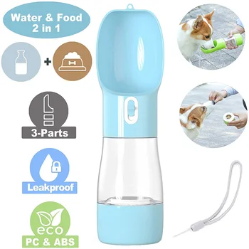 

Pet Portable Water Bottle 2 in 1 Cat Drinker Feeder Bowl For Walking and Hiking Dog Outdoor Travel Water and Food Bottles
