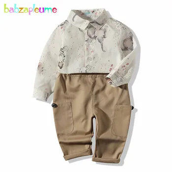 

2Piece/Spring Fall Baby Clothes Boys Outfit Fashion Print Cotton Long Sleeve Bodysuit+Casual Pants Newborn Clothing Set BC1430-1