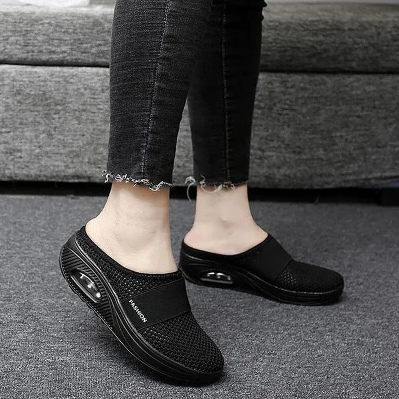 2022 Women Sandals Fashion Wedges Platform Shoes Female Slides Slippers Breathable Mesh Lightweight Ladies Footwear