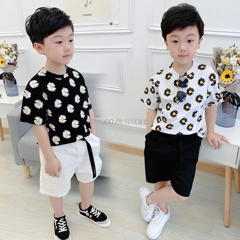 

Boys Summer Cool Flower Shirt + Shorts 2Pcs Clothing Set Flower Boys Formal Birthday Dress School Kids Sports Tracksuit