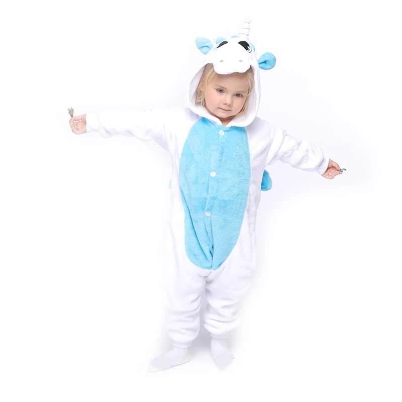 Дети Единорог Kigurumis Onesie Пижамный костюм, ночная рубашка Зимние Носки с рисунком для девочек и мальчиков Одежда для домашней вечеринки комбинезон для девочки; на лямках; детская одежда