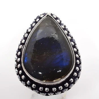 

Genuine Labradorite Ring Silver Overlay over Copper , Hand Made Women Jewelry gift, Size: 8.25 , R6444