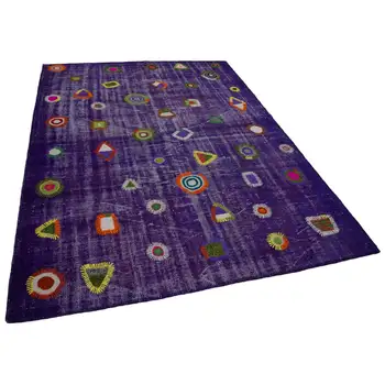 

178x240 Cm Purple Handmade Modern Patchwork Rug-6x8 Ft