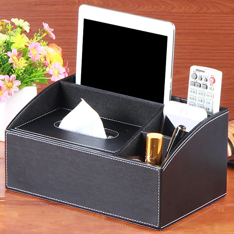 

Ya pi shi European Style Multi-functional Storage Box of Leather Desktop Tissue Box Mobile Phone Tablet Remote Control Storage S