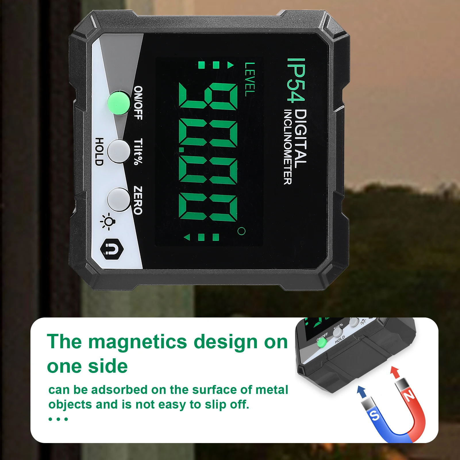 IP54 4*90&deg; Digital Inclinometer LCD Backlight Digital Protractor Slope Meter Angle Ruler Single-side Magnetic Protractor