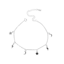 Стерлингового серебра 925 Подвески в виде Луны, звезды браслет для женщин модные аксессуары браслеты и браслеты