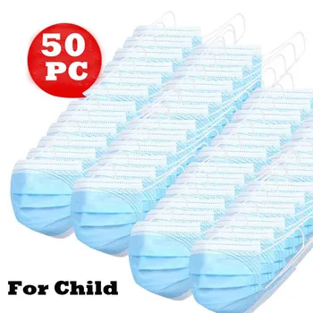 

50PC Children's Blue Disposable Protection Face Mask Child High-quality Face Mask 3Ply EarLoop Mask Mouth Cover Mascarilla