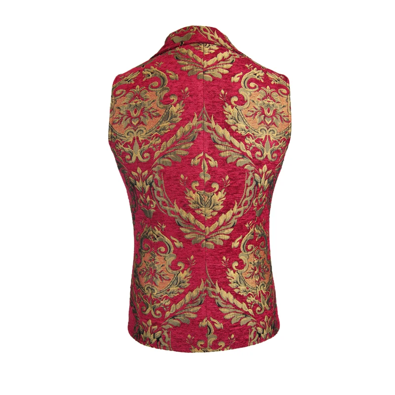 Devil Fashion Men's Gothic Vintage Court Vests Embroidery Double Breasted Sleeveless Winter Waistcoats