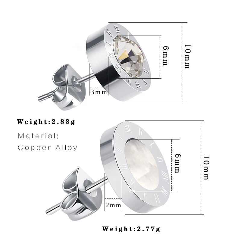 Корейские круглые Кристальные серьги-гвоздики для женщин и мужчин, серебряные римские серьги с цифрами из нержавеющей стали, женские Серьги Brincos, модные ювелирные изделия