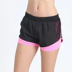Женские спортивные шорты из дышащей сетки на подкладке с карманом для бега Удобный Отдых 2 штуки трехточечных брюк