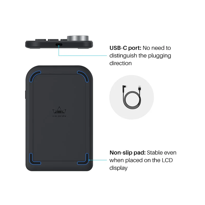 HUION KD100 Keydial Mini-Tastatur für Grafik-Zeichentablett, multifunktionale kabellose digitale Tastatur, Tastenfeld mit 18 Tastenkombinationen_voghion.com