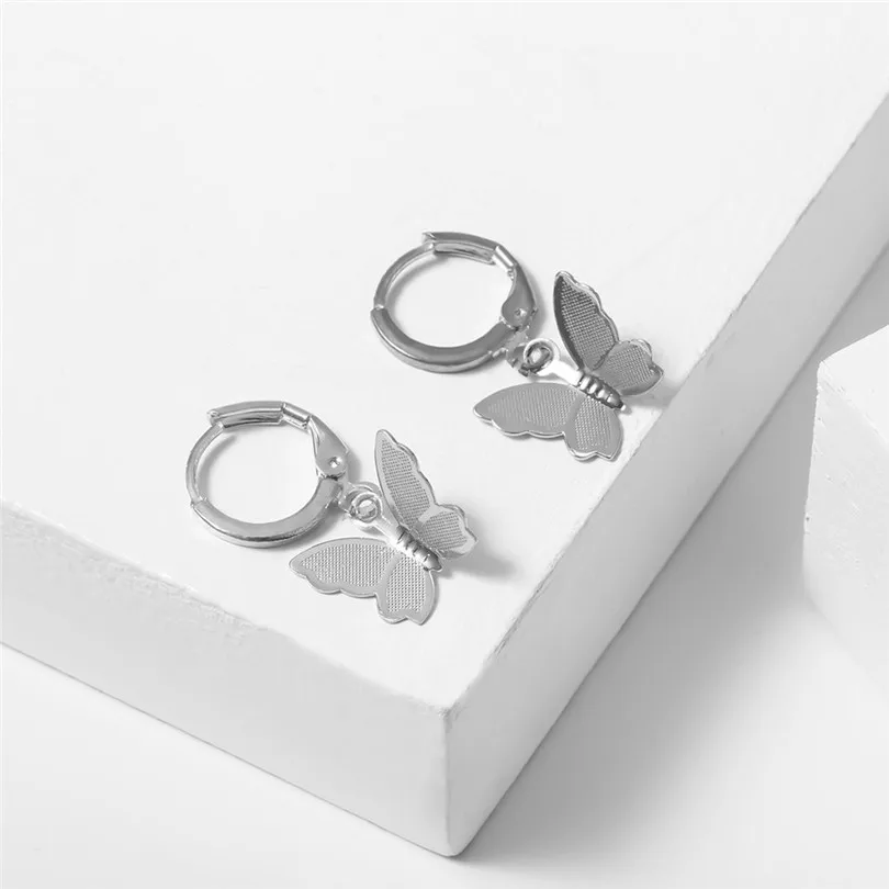 Серьги-кольца с бабочкой для женщин, простые металлические Висячие серьги, ювелирные изделия, серьги, ювелирное изделие, подарок, Букле д 'Орель, Femme, 30OCT31