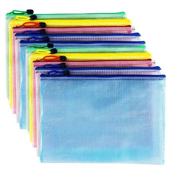 

10 Pcs Zipper File Bags, Waterproof PVC Durable Document Bags for School Office Stationery Business Document Receipts Organizer