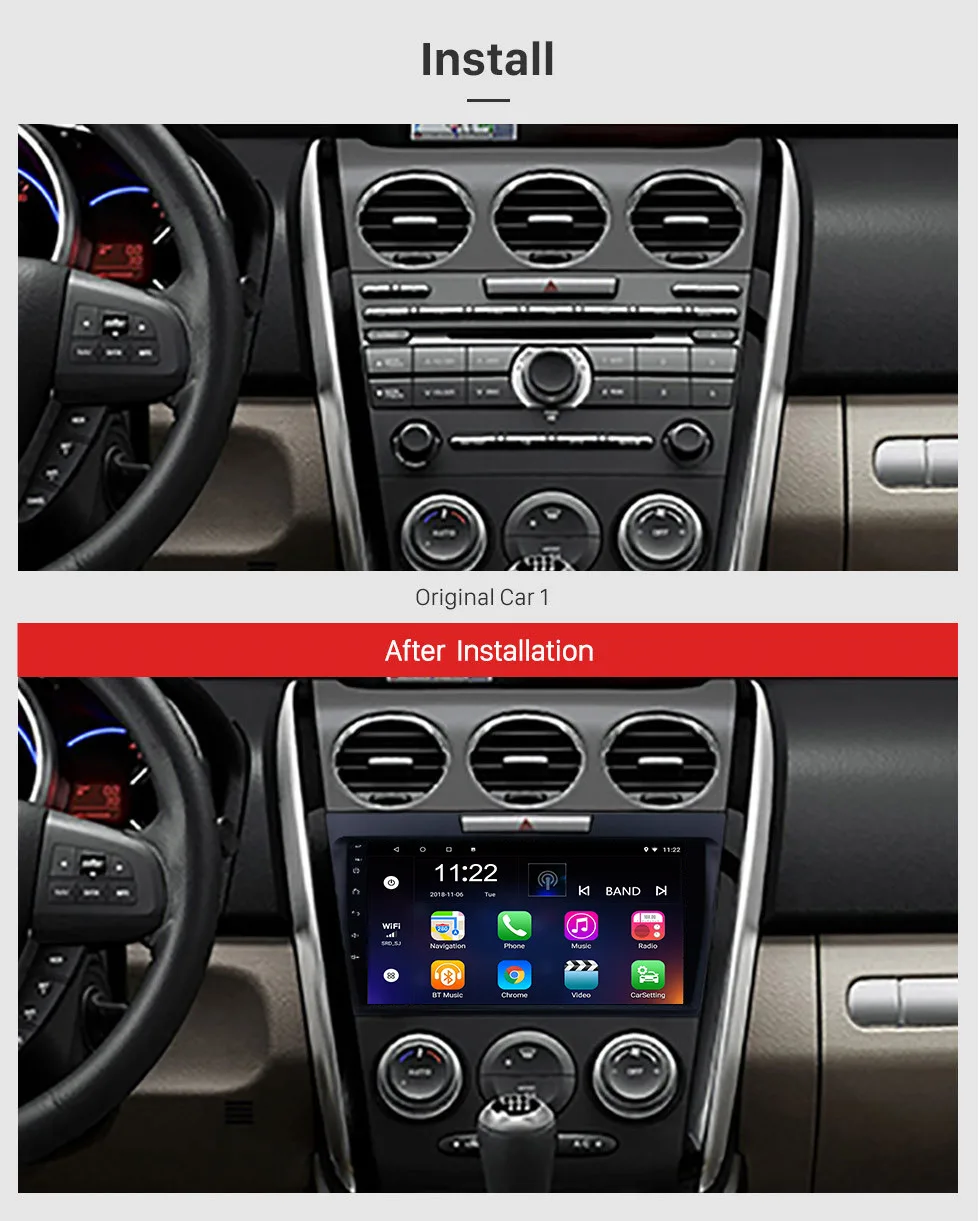 Perfect Seicane Stereo 2Din Android 9.0 HD 9" Car Radio Audio GPS Wifi Head Unit For MAZDA CX-7 2007-2014 Tochscreen Multimedia Player 1