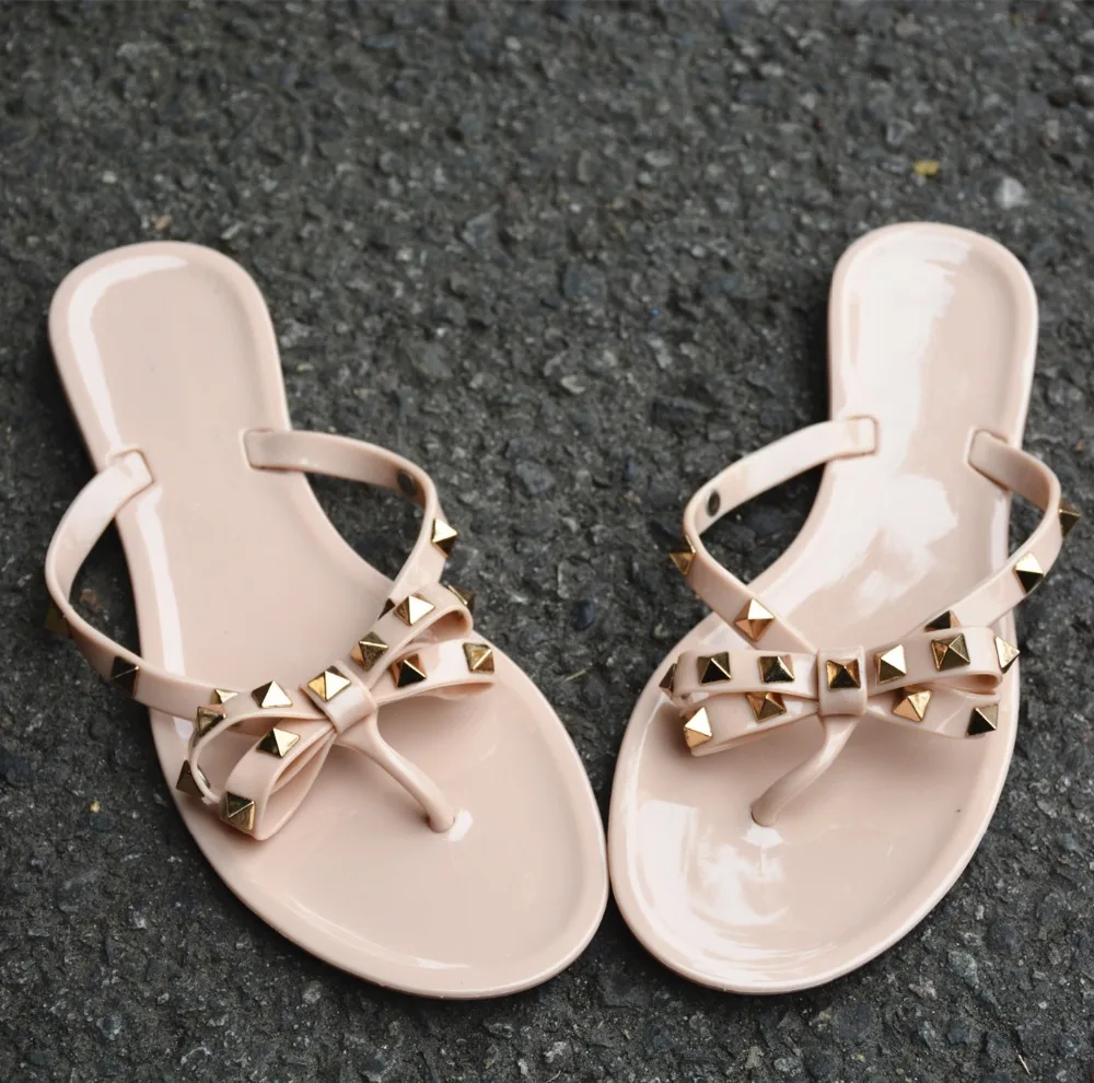 Myfitgo-Summer-Holiday-Rivet-Bowknot-Flip-Flops-Girls-Beach-Slides-Women-Sandals-Slip-on-Flat-Jelly (3)