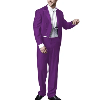 

[XZ70] Wedding Groom Swallowtail Formal Evening Dinner Men Suit 2pc Set Banquet Tail Tuxedo Prom Event Magi Performance Tailcoat