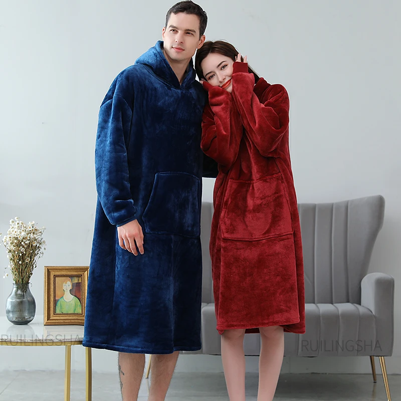 Bata Hombre Invierno Casa Batas | Women Men Bathrobe Winter Robe - Winter Hooded - Aliexpress