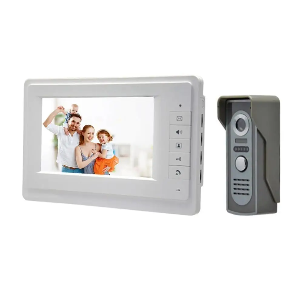 

7 Inch HD Color Screen Wired Video Door Phone System Visual Intercom Kit Infrared Night Vision Home Video Interphone