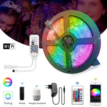 

RGB LED Strip 15M Led Light Tape 5050 SMD 2835 5M 10M DC 12V Waterproof RGB LED lamp diode Ribbon Flexible Controller+Adapter EU