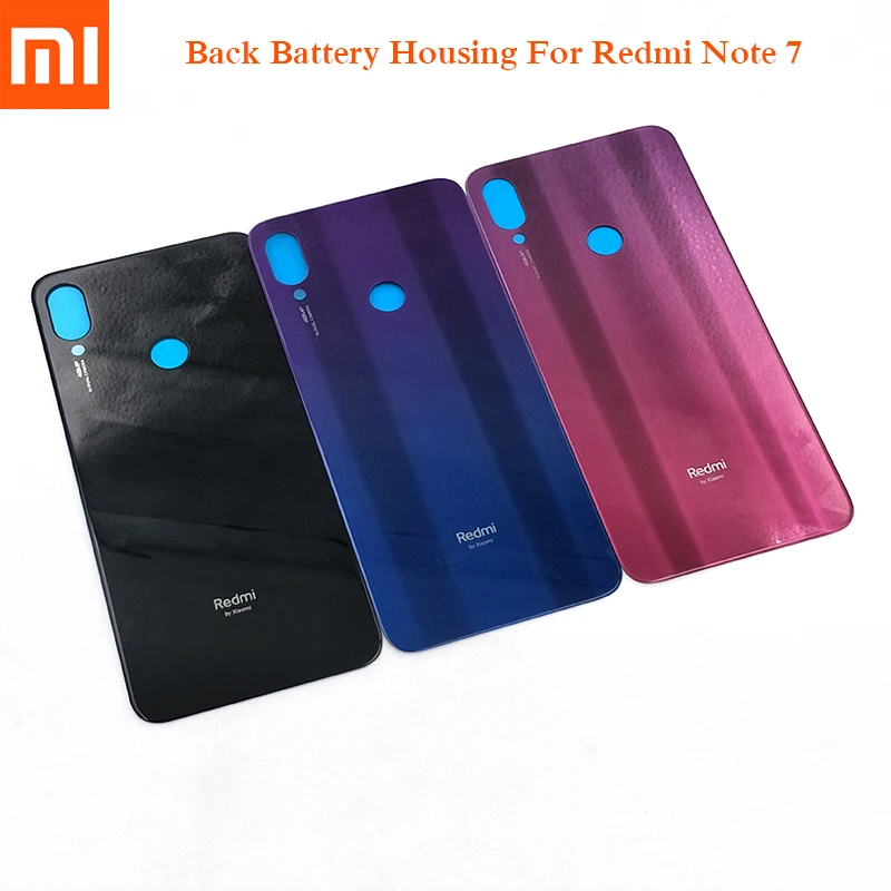 

100% Original Redmi Note 7 Glass Hard Back Housing Rear Door Cover For Note 7 Pro 6.3 Inch Battery Case Replacement Repair Parts