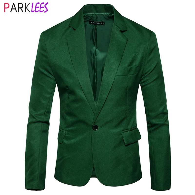 Mens Green One Button Blazer Jacket 2020 Brand New Slim Fit Casual Suit Blazer Men Smart Daily Office Business Sport Coat Tops
