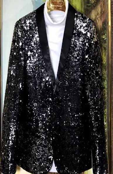 

Autumn and winter men's suits Korean version of the slim sequined jacket youth single-breasted suit nightclub singer suit jacket