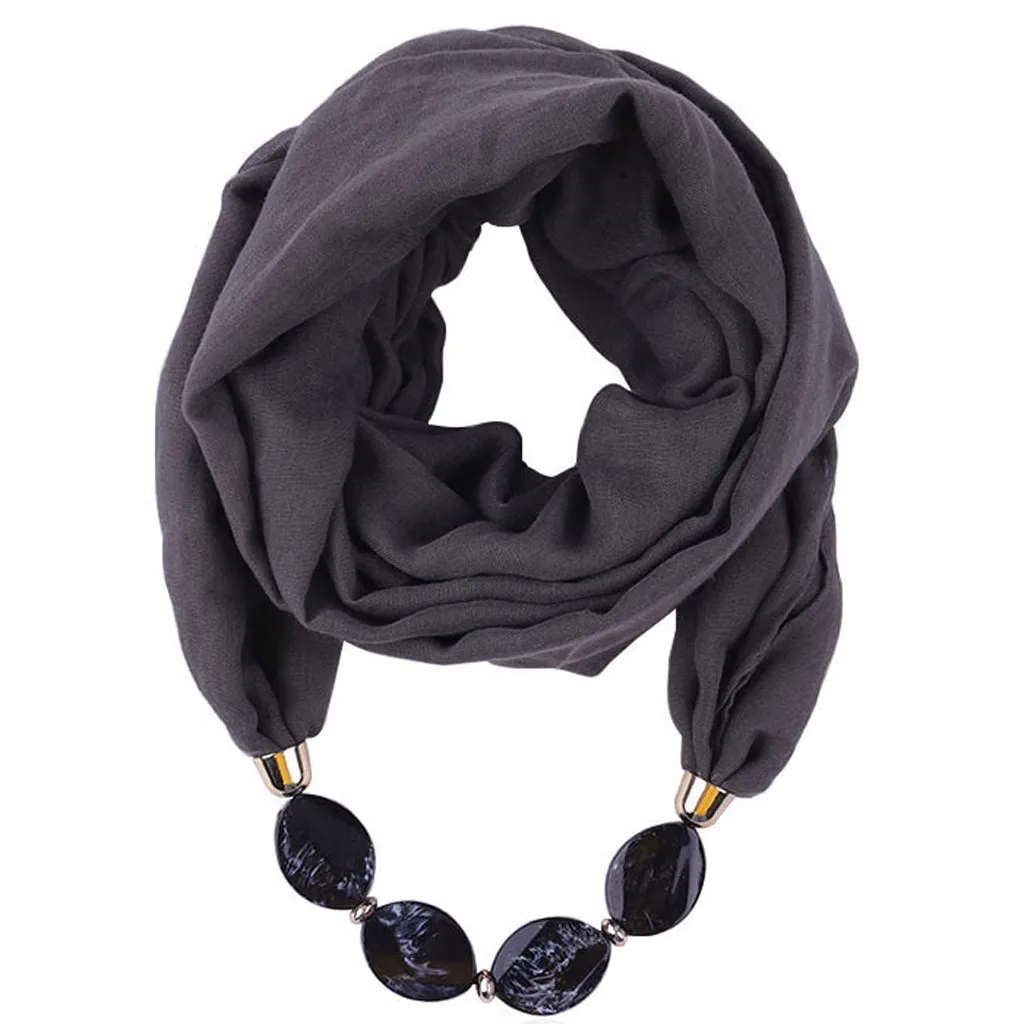 Women Fashion Solid Color Necklace Pendant Scarf Ethnic Style Soft Necklace Scarf Femme Accessories New Arrival#P15