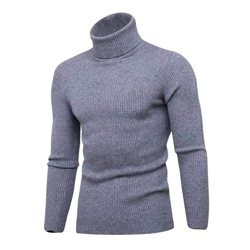 Jodimitty, весенний теплый свитер с высоким воротом, мужской модный однотонный вязаный мужской свитер, мужской тонкий пуловер с двойным воротником - Цвет: Dark Gray 1