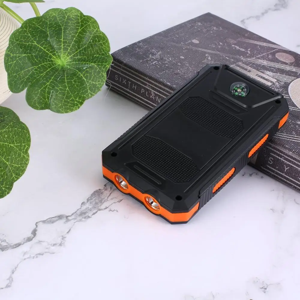 Самодельный чехол на солнечной батарее с 2 usb-портами, Внешнее зарядное устройство, чехол на внешнюю батарею для экстренных ситуаций, походов, путешествий с компасом - Цвет: orange