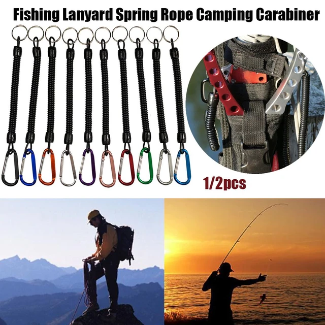 Plastic Retractable Tether Spring Elastic Rope Camping Carabiner Anti-lost  Phone Keychain Portable Fishing Lanyards