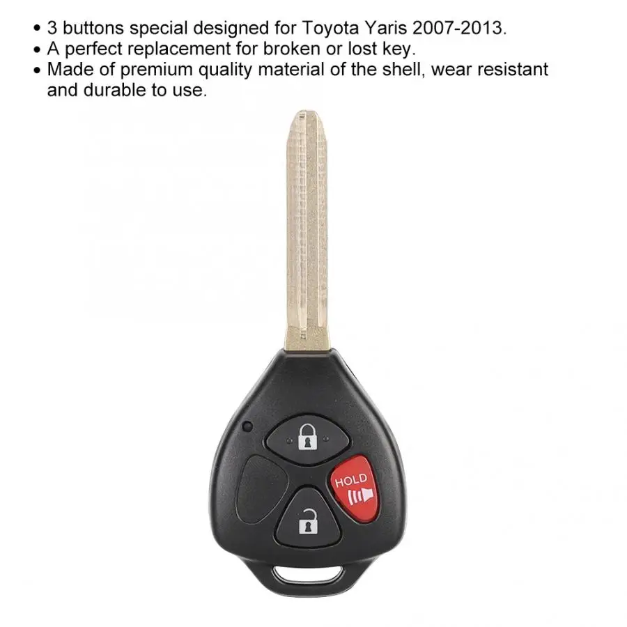 3 кнопки Uncut ключ дистанционного управления Fob подходит для Toyota Yaris 2007-2013 MOZB41TG
