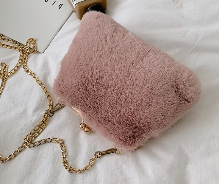 dark pink Классическая леопардовая плюшевая сумка, женская сумка через плечо на цепочке, женская модная сумка с металлическим каркасом, рождественский подарок, Bolsa DF078 - Цвет: dark pink