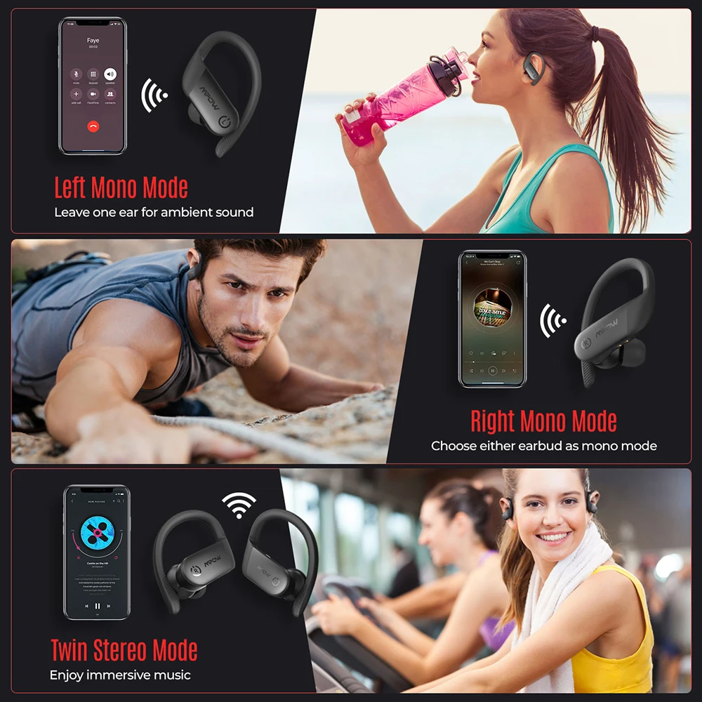 Mpow Flame Lite TWS Bluetooth Earphones IPX7 Waterproof Wireless Headphones Bass+ True Wireless Earbuds Touch Control For Phone