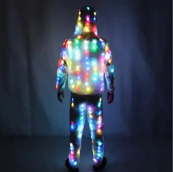 LED Luminous Suit Holloween Led Clothes Jacket Pant Creative Dance Light Costume Luminous Clothes Waterproof