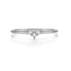 Elegant Heart-Shaped Gold-Tone Zircon Dainty Ring for Women - Romantic Fashion Jewelry (White gold KBR079)