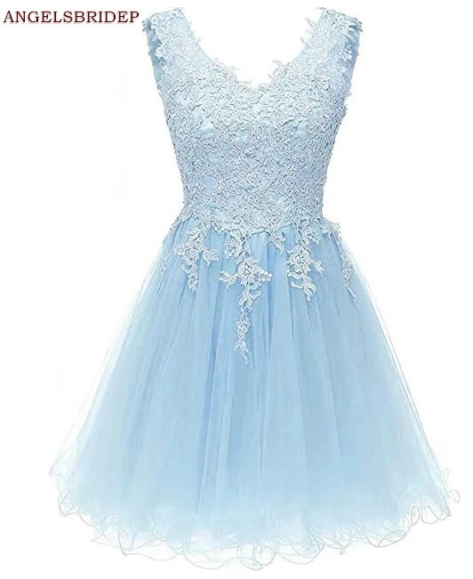 

ANGELSBRIDEP с v-образным вырезом платья для выпускного вечера Мода Аппликация Vestido de festa Тюль Vestidos de festa особых поводов вечерние платья для выпускного вечера