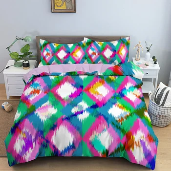 

Striped Geometric Painted Duvet Cover Set Bedding Set Bed Linen Die Dye Bedclothes Soft Bed Set Queen/King Size for Kids