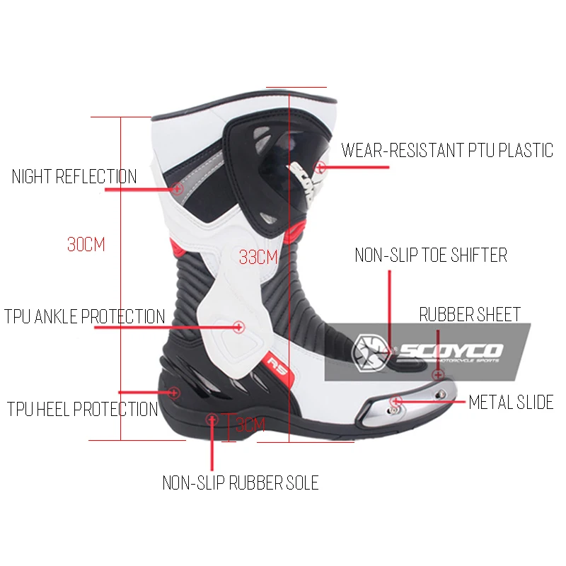 SCOYCO/мотоциклетные ботинки для соревнований Botas Moto Motosiklet Bot мужские Нескользящие