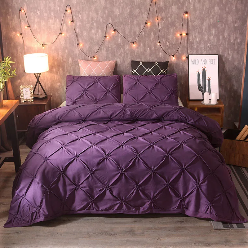 Простое однотонное постельное белье, набор черных пододеяльников, комплекты, белые, королевские размеры, золотые одеяла, Серые Одеяла, 3 шт. 260x230 - Цвет: purple