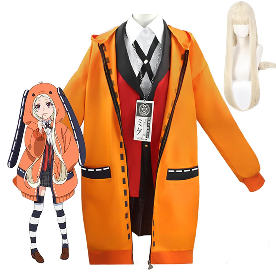 Костюм для косплея из аниме Kakegurui худи Руна йомозуки школьная униформа парик