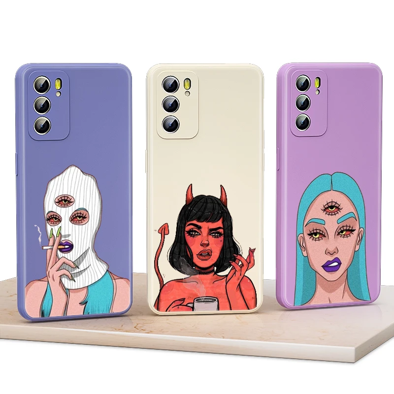 

Angel Devil Girl For OPPO Reno 5K 5F 4F 4Z 4 6 5 3 2 2F 2Z Z Pro Plus Lite 5G Liquid Silicone Soft Phone Case Capa