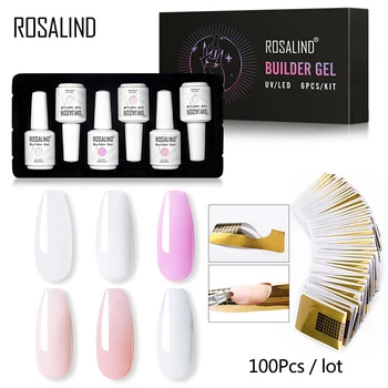 

ROSALIND Builder Gel Set Nail Polish Clear Nail Gel Varnishes For Nail Art Designed Soak off Semi Permanent UV Lamp Top Base Gel