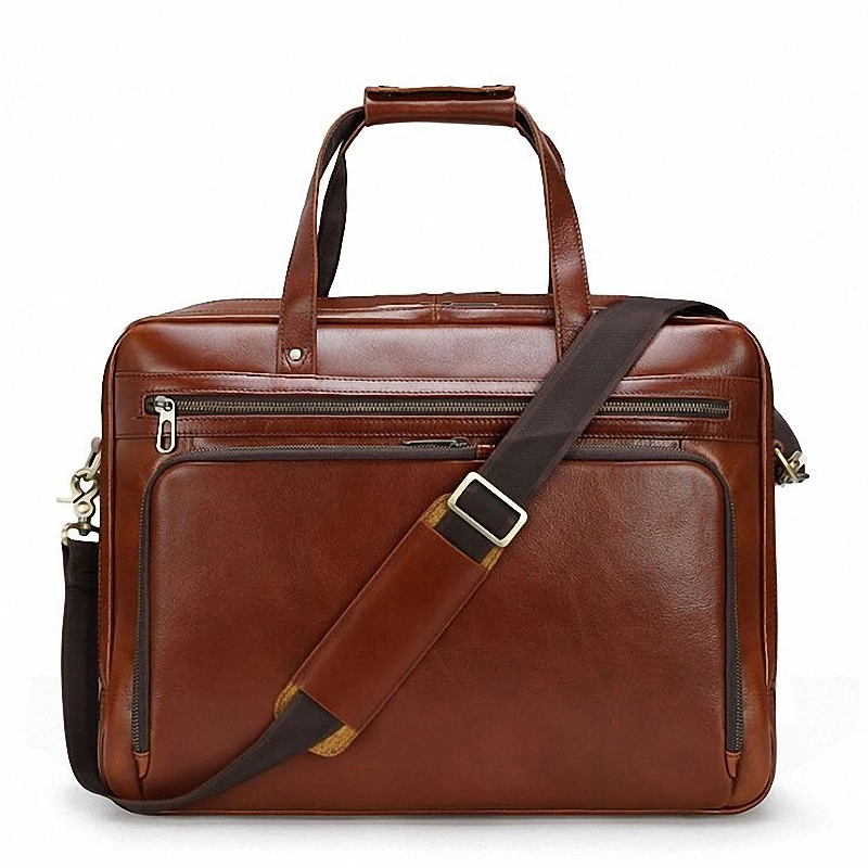 

Men Genuine Leather Handbags Casual Leather 17'' Laptop Bags Male Business Travel Messenger Bags Men's Crossbody Shoulder Bag