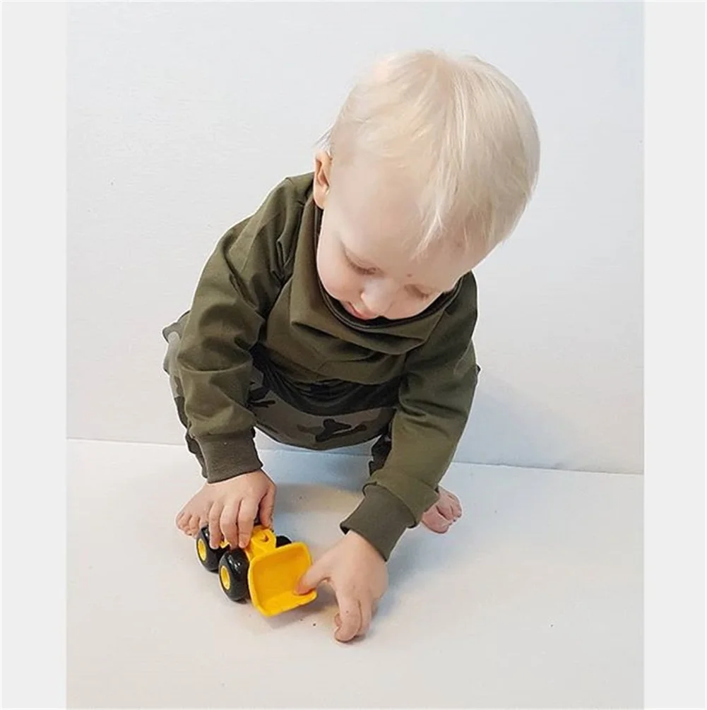 Newborn Baby Boy Girl Clothes Hoodies Sweatshirt Spring Autumn Fall Clothes Camo Tops Long Pants Outfits 2PCS Set Pocket Fashion