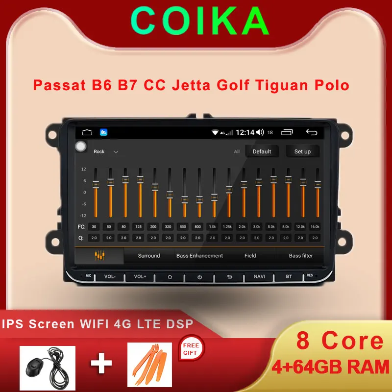 Автомобильная магнитола 9 дюймов Android 10 для Volkswagen Passat CC Polo Jetta Golf Tiguan GPS навигация