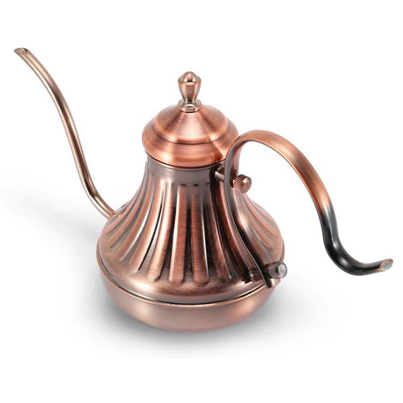 650ml Королевский Тонкий кофейник с гусиным горлышком и длинным носиком, чайник для капельного кофе, бронза, 304 нержавеющая сталь, сделай сам, Кофеварка, чайник - Цвет: 650ml