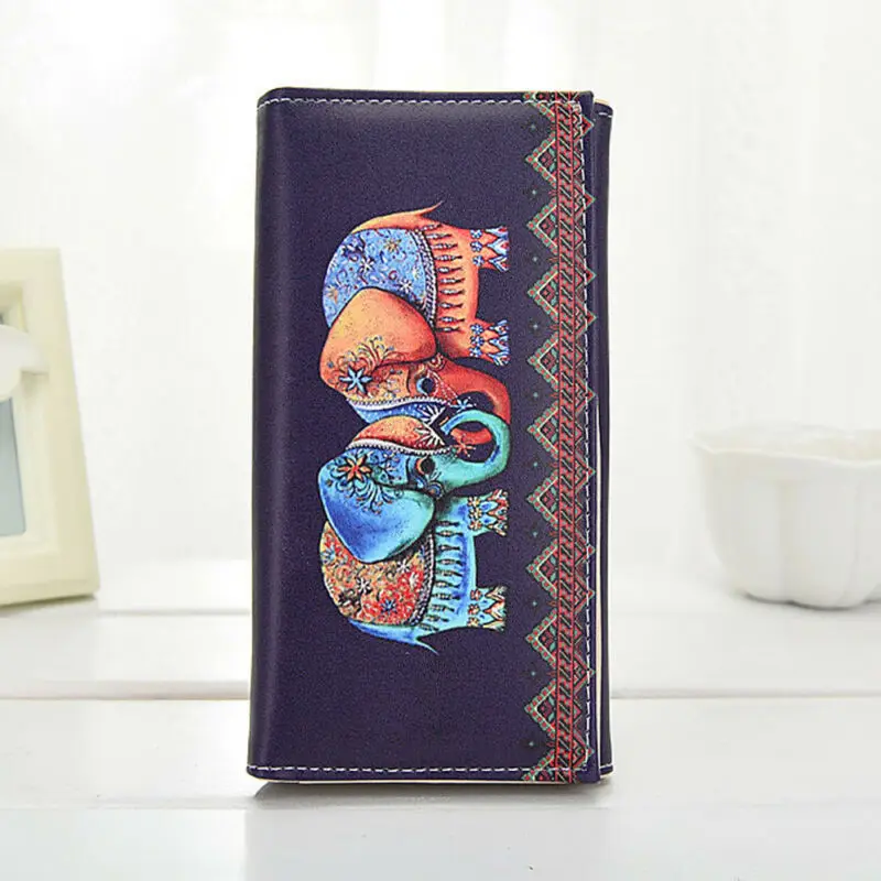 

Women Lady Wallet Purse Zipper Handbag Fashion Clutch Leather PU Elephant Print Wallet Coin Phone Holder Women Long Purse Wallet
