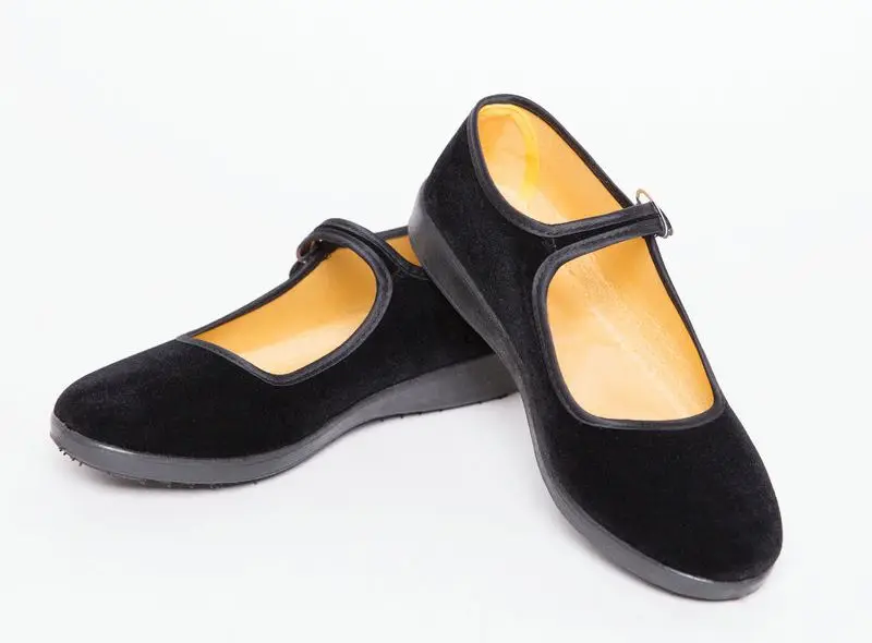 Тканевая обувь в стиле «Старый Пекин»; женская обувь; удобная рабочая обувь черного цвета на мягкой подошве; нескользящая обувь для танцев на квадратном каблуке