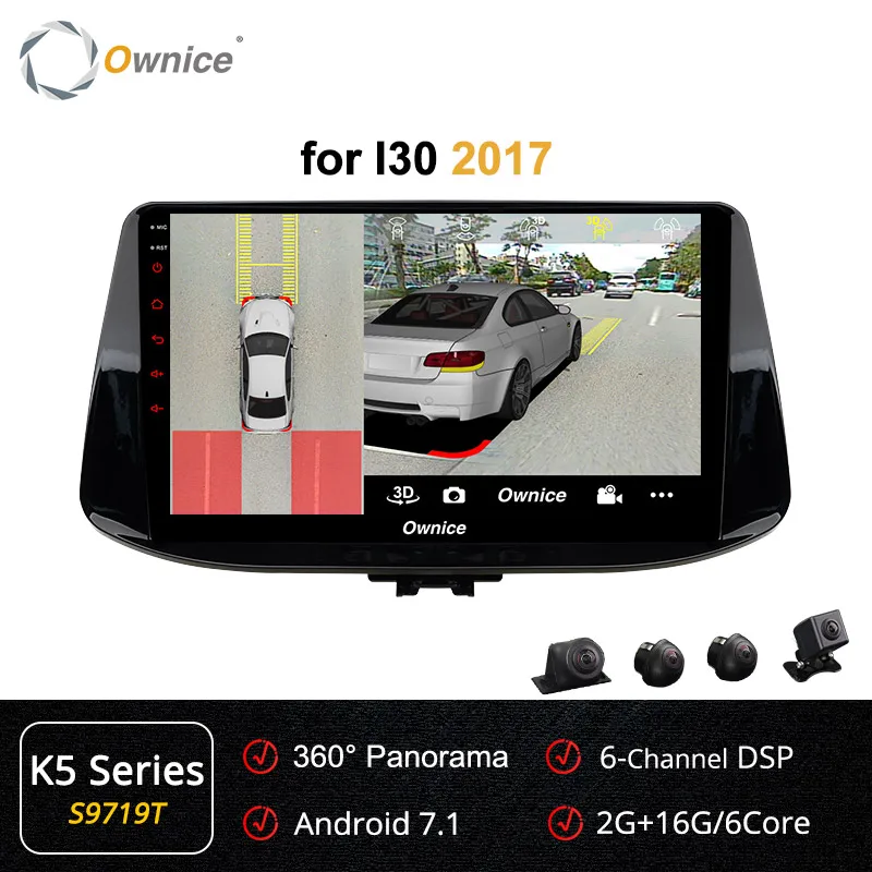 S9719 K5 Ownice k3 k5 k6 Восьмиядерный Android 9,0 автомобильный dvd-плеер gps Navi 4G LTE 360 панорама DSP SPDIF головное устройство для hyundai I30 - Цвет: S9719 K5
