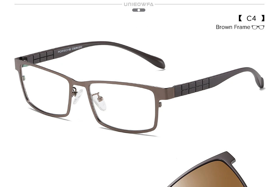 UNIEOWFA, 2 в 1, поляризованные солнцезащитные очки с магнитной застежкой по рецепту, мужские Оптические очки для близорукости, солнцезащитные очки для мужчин, оправа для очков